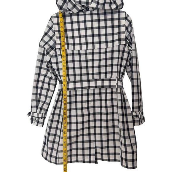Jane Post Taffeta Buffalo Check Double Breasted Trench Rain Coat (XS) - Picture 9 of 14